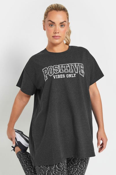 Yours Active Curve Grey Positive Vibes Only Top