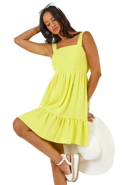 Dusk Lime Dusk Poplin Tiered Swing Dress