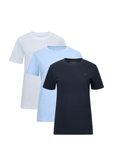 French Connection Blue Cotton Crew Neck Logo Short Sleeve T-Shirts 3 Pack