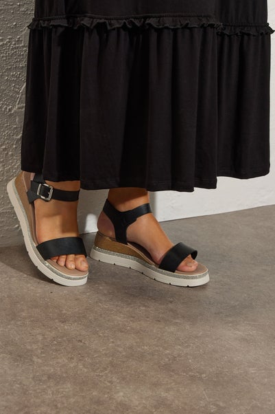 Yours Black Diamante Flatform Sandals In Wide Fit & Extra Wide Fit