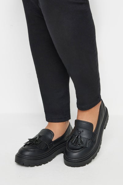 Yours Black Faux Leather Tassel Loafers In Extra Wide EEE Fit