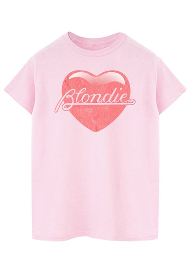 Blondie Heart Pink Boyfriend Fit Graphic Music T-Shirt