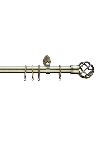 Little Black Book Antique Brass Extendable Caged Ball Curtain Pole
