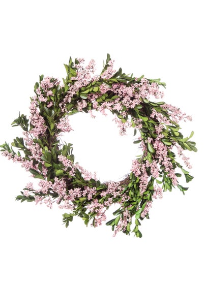 Premier Decorations Green Dried Pink Buxus Leaf Wreath