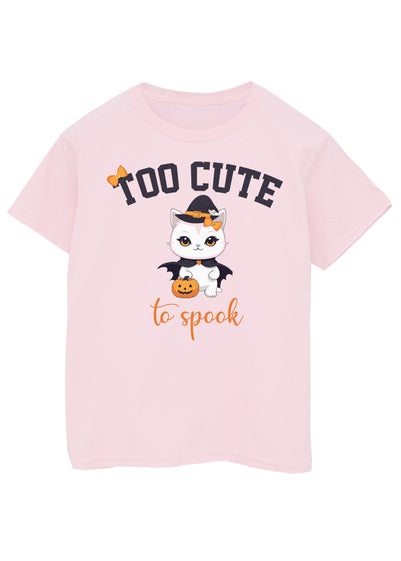 Brands In Halloween Too Cute To Spook Girls Baby Pink Graphic T-Shirt (3-13 Years)