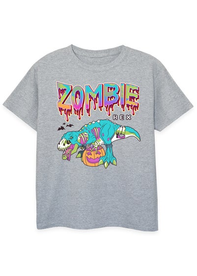 Brands In Halloween Zombie Rex Boys Grey Graphic T-Shirt (3-13 Years)