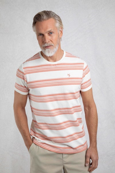 Weird Fish White Xavier Crepe Stripe T-Shirt