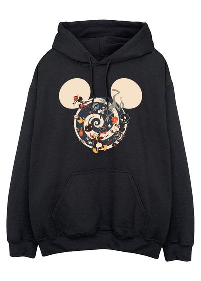 Disney Mickey Mouse Swirl Halloween Women's Black Graphic Hoodie