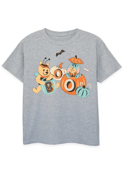 Disney Winnie The Pooh Boo Halloween Girls Grey Graphic T-Shirt (3-13 Years)
