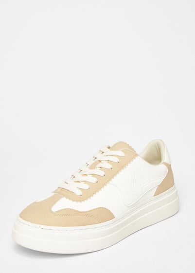 Quiz Natural Faux Leather Chunky Trainers