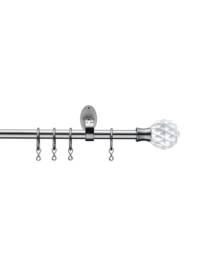 Little Black Book Stainless Steel Extendable PS Faceted Ball Curtain Pole