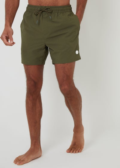 Threadbare Khaki Seersucker Swim Shorts