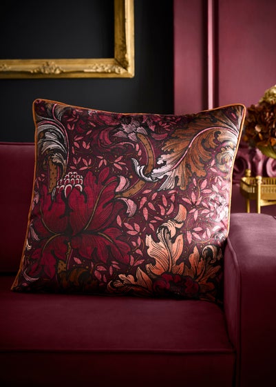 Laurence Llewelyn-Bowen Morris Major Chintz Burgundy Large Filled Cushion