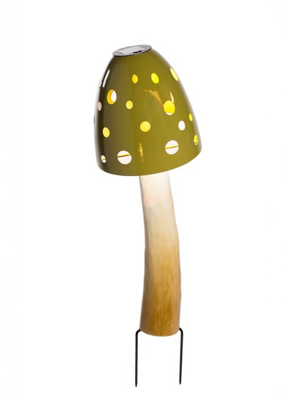 Premier Decorations Green Solar Metal Mushroom LED Garden Stake (74cm)