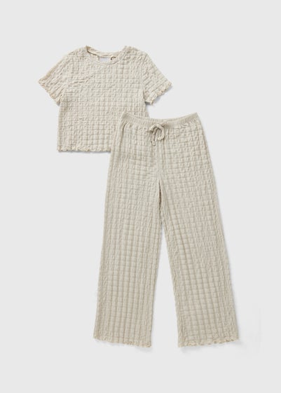 Girls Stone Textured Top & Trouser Set (7-15yrs)