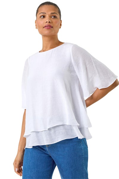 Roman Ivory Double Layered Tunic Top