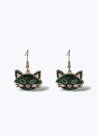 Muse Halloween Glitter Cat Metal Earrings