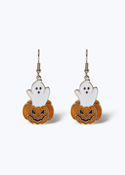 Muse Halloween Ghost & Pumpkin Metal Earrings