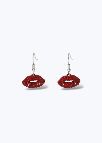 Muse Red Halloween Pave Lips Drop Earring