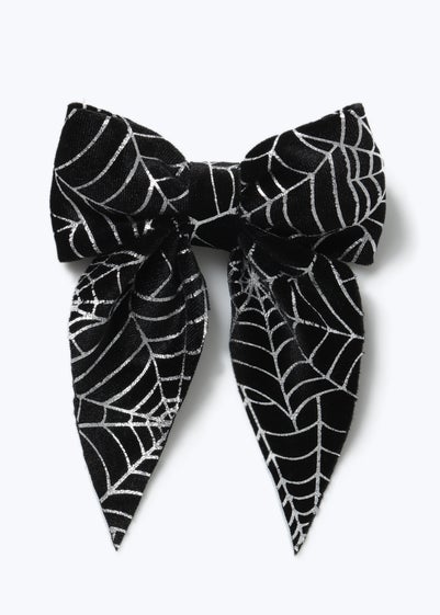 Muse Black Halloween Web Velvet Bow