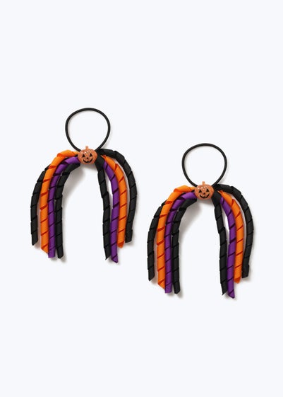 Muse 2 Pack Black Halloween Pumpkin Spiral Hair Bobble