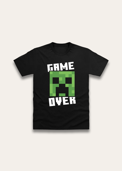 Brand Threads Minecraft T Shirt Black (Ages 7- 14 Years)