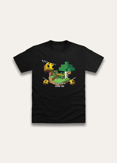Brand Threads Minecraft T Shirt Black (Ages 7- 14 Years)
