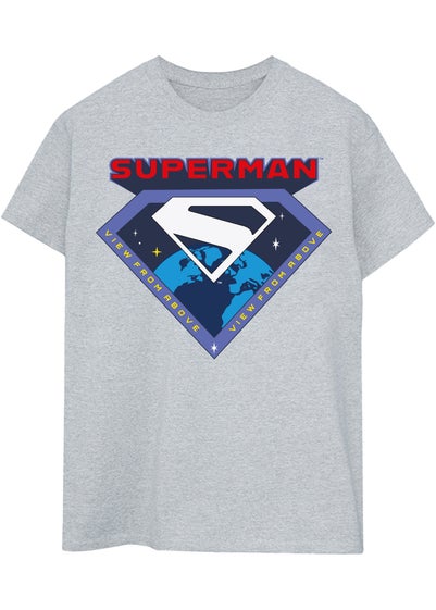 DC Comics Superman View From Above Men's Grey Graphic T-Shirt