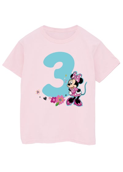 Disney Minnie Mouse 3rd Birthday Girls Pink Graphic T-Shirt (3-6 Years)