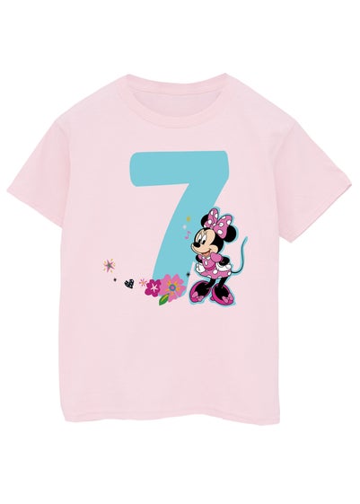 Disney Minnie Mouse 7th Birthday Girls Pink Graphic T-Shirt (7-11 Years)
