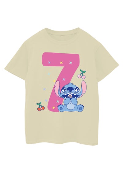 Disney Lilo & Stitch 7th Birthday Girls Sand Graphic T-Shirt (7-11 Years)