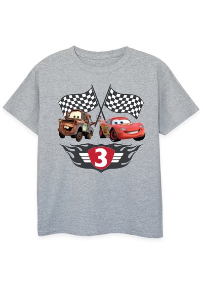 Disney Cars 3rd Birthday Boys Grey Graphic T-Shirt (3-6 Years)