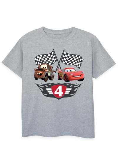 Disney Cars 4th Birthday Boys Grey Graphic T-Shirt (3-6 Years)