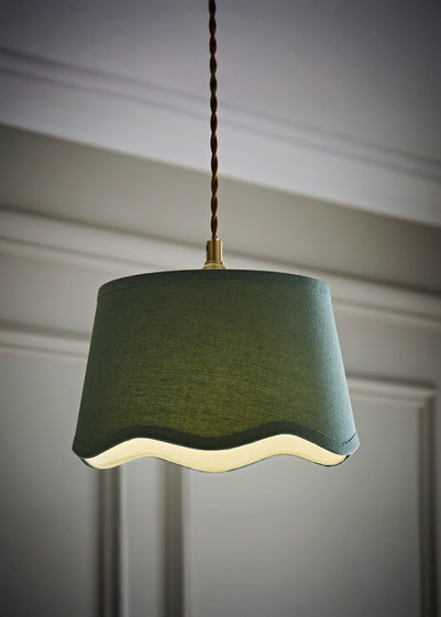 ValueLights Mabel Small Scalloped Sage Green Easy Fit Lampshade