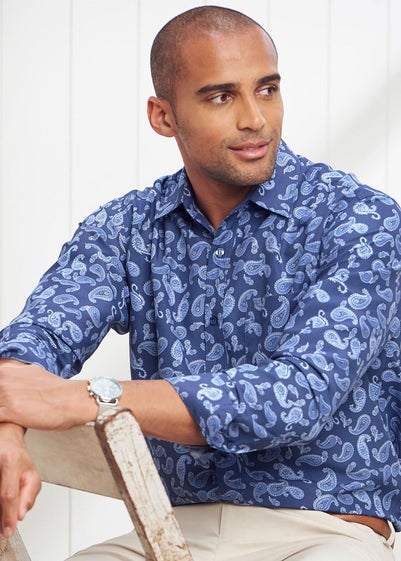 Cotton Traders Night Sky Long Sleeve Classic Soft Touch Print Shirt