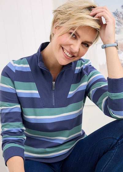 Cotton Traders Night Sky Zip Neck Sweatshirt