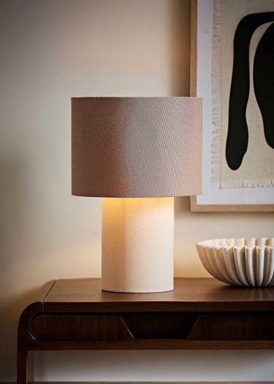 ValueLights Bobby Mocha Fabric Table Lamp