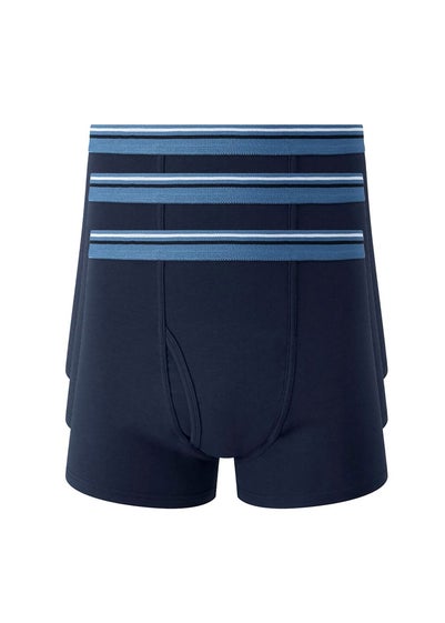 Cotton Traders Navy 3 Pack Modal Blend Trunks