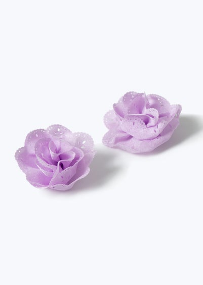 Flitzy Back To School Purple Flower Clips