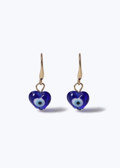 Muse Blue Evil Eye Heart Drop Earrings