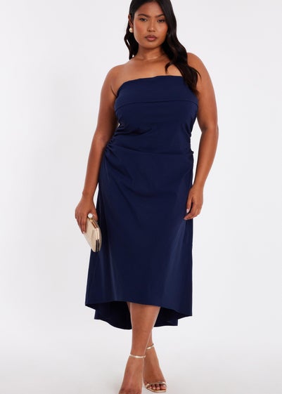 Quiz Navy Curve Bandeau Midi Dress