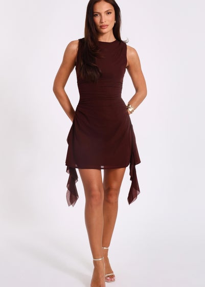 Quiz Brown Frill Mini Dress