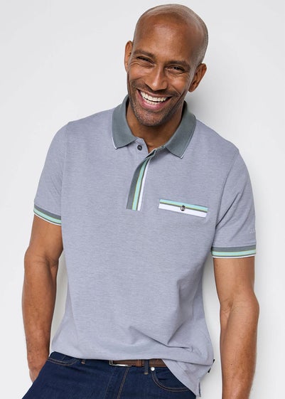 Cotton Traders Silver Grey Guinness TM 1/2 Short Sleeve Birdseye Pocket Polo Shirt