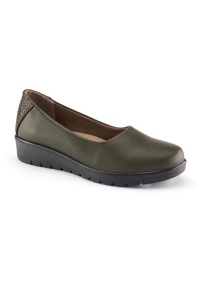 Cotton Traders Dark Green Core Comfort Flexisole Slip On Shoes
