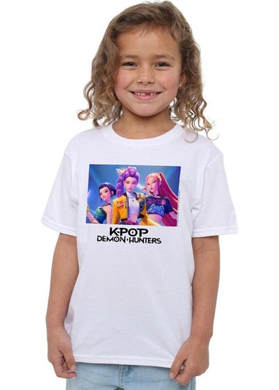 K-Pop Demon Hunters Kids White Huntr/X T-Shirt (3-13yrs)