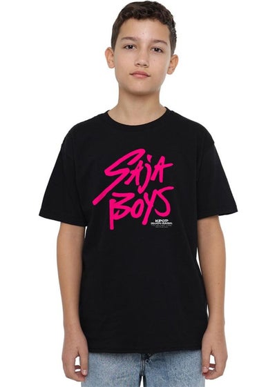 K-Pop Demon Hunters Kids Black Saja Boys Logo T-Shirt (3-13yrs)