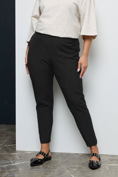 Yours Curve Black Elasticated Tapered Stretch Trousers