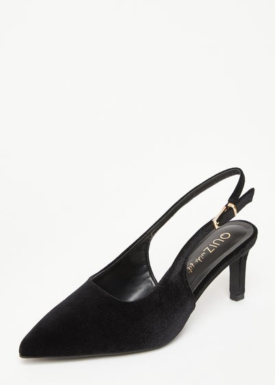 Quiz Black Wide Fit Slingback Court Heels