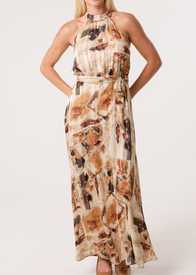 Blue Vanilla Multi Halter Neck Belted Dress
