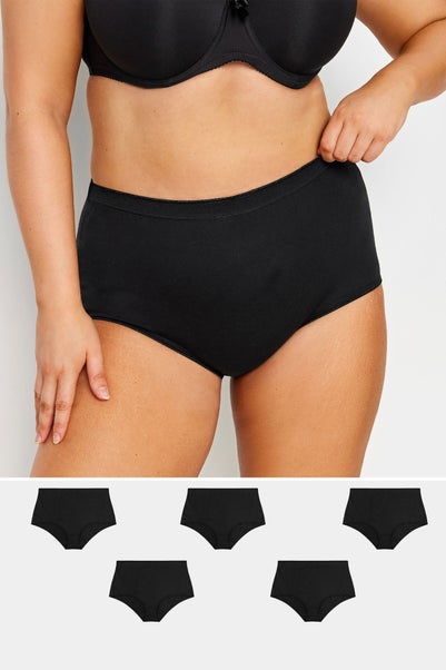 Yours Curve 5 Pack Black Stretch Full Briefs